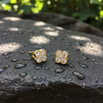 Load image into Gallery viewer, EFF51699. 14K Solid Yellow Gold Diamond Flower Studs