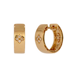 Load image into Gallery viewer, EHC57589. 14K Solid Yellow Gold Diamond Hoop Earrings