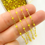 Load image into Gallery viewer, 925 Sterling Silver Gold Plated Enamel Yellow Color Cable Chain.  V203YLGP
