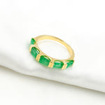 Load image into Gallery viewer, 14K Solid Yellow Gold Emerald Baguette Ring