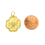 Load image into Gallery viewer, 14K Solid Gold Flower Pendant with Diamond Heart. GDP165