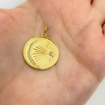 Load image into Gallery viewer, 14K Solid Gold with Diamonds Circle Shape Charm with Moon and Star in the Center. GDP241