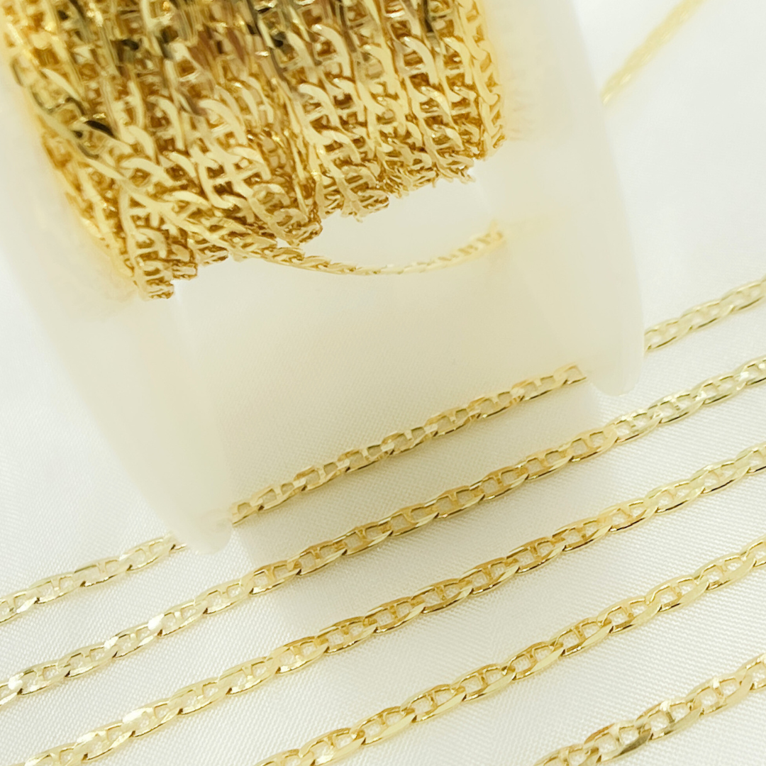 14k Solid Gold Flat Marina Link Chain