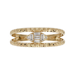Load image into Gallery viewer, 14K Solid Gold Baguette Diamond Double Band Ring.