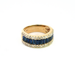 Load image into Gallery viewer, 14k Solid Gold Blue Sapphire and Diamond Eternity Band Ring.