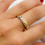 Load image into Gallery viewer, 14K Solid Gold Diamond and Multi Sapphire Band Ring.