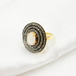 Load image into Gallery viewer, DR16. Diamond Sterling Silver Two-Tone Oval Ring with Gemstone