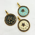 Load image into Gallery viewer, Diamond Sterling Silver Star Round Enamel Pendant