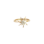 Load image into Gallery viewer, 14k Solid Gold Diamond Sun Ring.