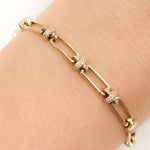Load image into Gallery viewer, 14k Solid Yellow Gold Diamond Fancy Bars Bracelet