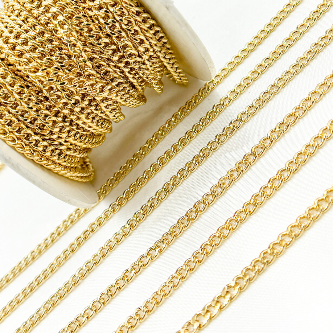 V43GP. Gold Plated 925 Sterling Silver Curb Chain