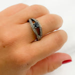 Load image into Gallery viewer, DE04. Diamond Black Rhodium Sterling Silver Gemstone Ring