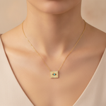 Load image into Gallery viewer, NFC72324TQ. 14k Solid Gold Diamond and Turquoise Evil Eye Necklace