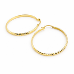 Load image into Gallery viewer, GER73. 14K Gold Diamond Cut Hollow Hoop Earrings