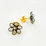 Load image into Gallery viewer, DE030. Diamond Silver Flower Studs