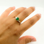 Load image into Gallery viewer, 14K Solid Yellow Gold Diamond and Emerald Cluster Ring.