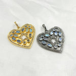 Load image into Gallery viewer, DP391. Diamond & Sterling Silver Heart Pendant with Gemstones and Star in the Center