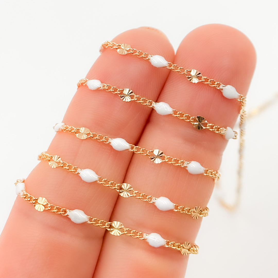 V269ENGF. 14K Gold Filled Enamel Marina Link Chains