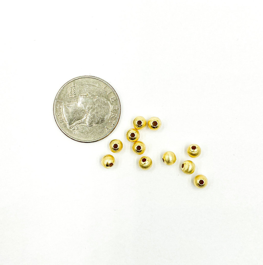 925 Sterling Silver Gold Plate Velvet 5mm Beads