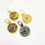 Load image into Gallery viewer, DC236. Diamond Sterling Silver Round Eye Charm with Gemstone