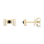 Load image into Gallery viewer, ER421151. 14K Solid Gold Diamond and Gemstone Coquette Bow Studs
