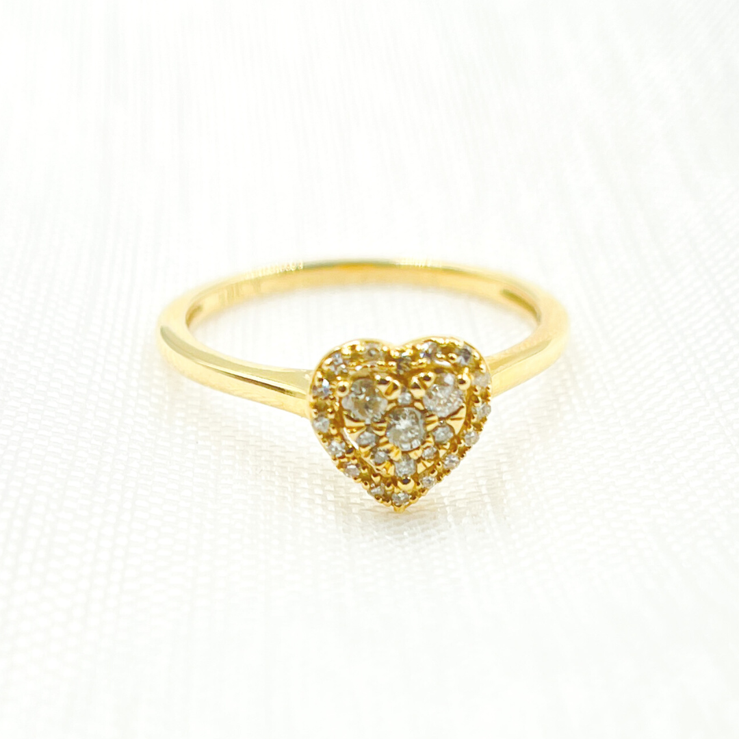 14K Solid Gold Diamond Heart Ring
