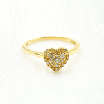 Load image into Gallery viewer, 14K Solid Gold Diamond Heart Ring.