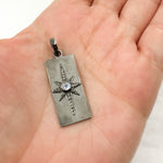 Load image into Gallery viewer, Sterling Silver Rectangle Star Pendant with Gemstone