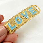 Load image into Gallery viewer, Silver Rectangle LOVE Enamel Connector