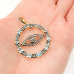 Load image into Gallery viewer, Shop Now Diamond Sterling Silver Round Eye Pendant with Gemstones