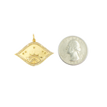 Load image into Gallery viewer, 14K Solid Gold with Diamonds Eye Shape Charm. GDP109