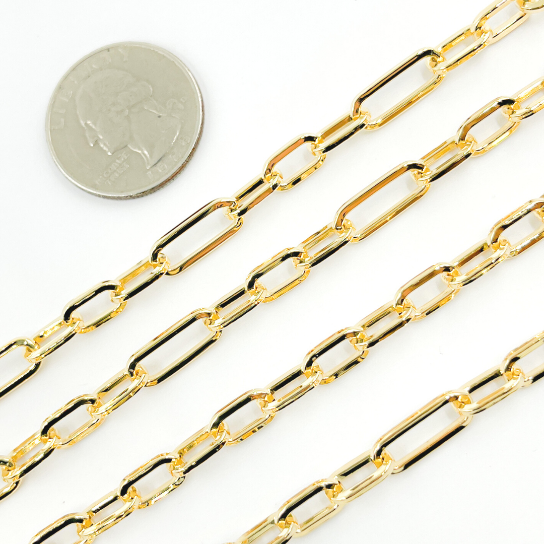 Sterling Silver Gold Plated Flat Long and Short Link Chains