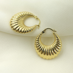 Load image into Gallery viewer, GER121. 14K Solid Gold Chunky Croissant Hollow Hoop Earrings