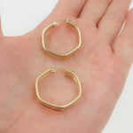 Load image into Gallery viewer, Gold Smooth and Textured Hexagonal Hollow Hoop Earrings