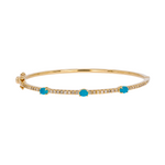 Load image into Gallery viewer, BNH68197TQ. 14K Solid Gold Bangle with Diamonds and Turquoise