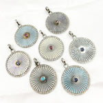 Load image into Gallery viewer, shop now Silver Round Enamel Pendant with Gemstone