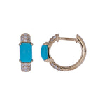 Load image into Gallery viewer, CE97350TQ6X4. 18K Solid Gold Diamond and Turquoise Earrings