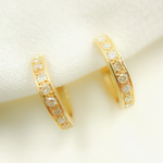 Load image into Gallery viewer, EHC56866. 14k Solid Yellow Gold Diamond Huggie Hoop Earrings