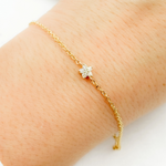 Load image into Gallery viewer, BFA60635. 14k Solid Gold Diamond Flower Bracelet