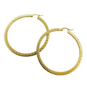 GER123. 14K Solid Gold Hollow Hoop with Engraving