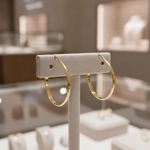 Load image into Gallery viewer, GER73. 14K Gold Diamond Cut Hollow Hoop Earrings