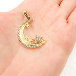 Load image into Gallery viewer, DP707. Diamond Sterling Silver Moon & Star Pendant