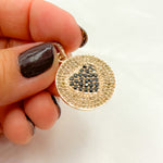 Load image into Gallery viewer, DP560. Diamond Sterling Silver Round Heart Pendant with Black Diamonds