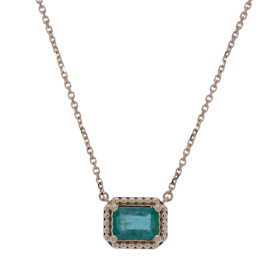 CN97471-7X5. 14K Solid Gold Octagon Gemstone Fancy Tiny Necklace