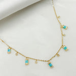 Load image into Gallery viewer, CN96316. 14K Solid Gold Gemstone and Diamond Dangle Necklace