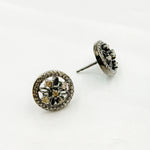 Load image into Gallery viewer, DE047. Diamond Black Rhodium Sterling Silver Round Studs