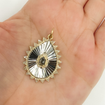 Load image into Gallery viewer, KSG24. 925 Sterling Silver Black Rhodium with Diamonds Drop Shape Charm