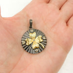 Load image into Gallery viewer, Diamond Sterling Silver Round Flower Pendant