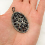 Load image into Gallery viewer, DP246. Diamond Sterling Silver Oval Star Pendant with Gemstone