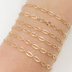 Load image into Gallery viewer, 14k Solid Yellow Gold Diamond Cut Flat Oval Link Chain